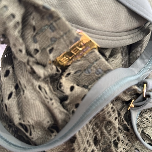 Women’s 2 Piece Swimsuit Bikini Size 12 crochet army green flawy top - Picture 7 of 13